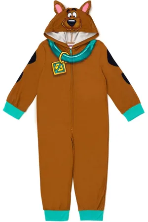 Scooby-Doo Boys Warner Bros. Fleece Zip Up Cosplay Pajama Coverall - Brown