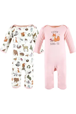 Touched by Nature Baby Girls Organic Cotton Coveralls 2pk Elephant, 12-18 Months