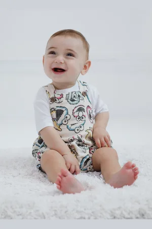 Sesamstraat Baby Boys Cotton Gauze Matching Family Short Overalls