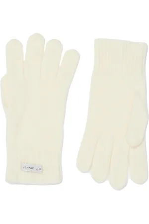 JENNIE LIU 100% Cashmere Knitted Gloves(Black, One Size)