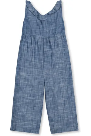 Hope & Henry Baby Girls Organic Sleeveless Ruffle Neck Jumpsuit