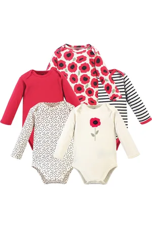 Touched by Nature Baby Girls Soft Organic Cotton Long-Sleeve One-Piece Essentials