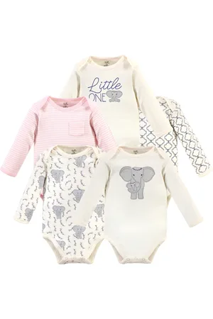 Touched by Nature Baby Girls Soft Organic Cotton Long-Sleeve One-Piece Essentials