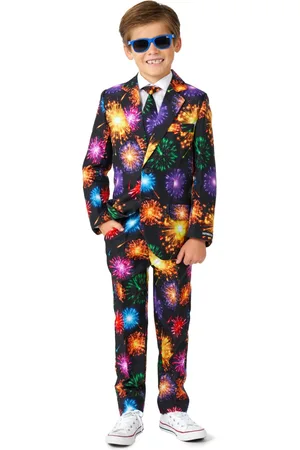 Suitmeister Little Boys Fireworks Button Closure Suit Set Including Blazer, Pants and Clip-On-Tie