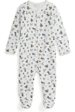Ralph Lauren Baby Girls Polo Bear Cotton Footed Zip Coverall