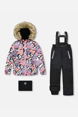 Deux par Deux Girl Two-Piece Play Snowsuit with Allover Print Jacket and Solid Pant - Child
