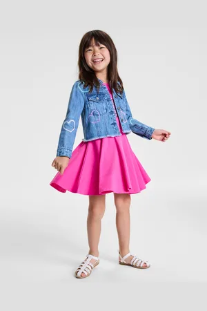 Rare Editions Little Girls Heart Denim Jacket & Dress, 2 Piece Set