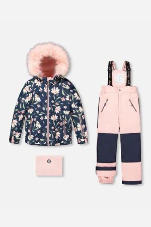 Deux par Deux Girl Two-Piece Play Snowsuit Flower Print - Child