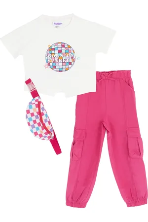 Rare Editions Toddler and Little Girls 3-Piece Born to Sparkle T-Shirt, Cargo Pants and Bag Set