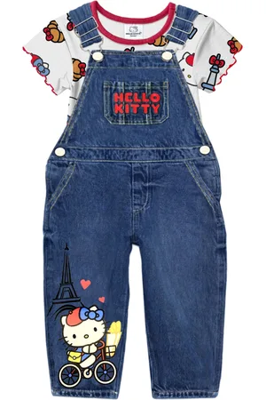 Hello Kitty Toddler and Little Girls 2-Piece T-Shirt and Denim Overall Set