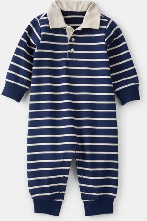 Carters Baby Boys Cotton Long-Sleeve Striped Polo Jumpsuit