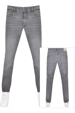 HUGO BOSS Men Slim Jeans - BOSS Delaware Slim Fit Mid Wash Jeans Grey