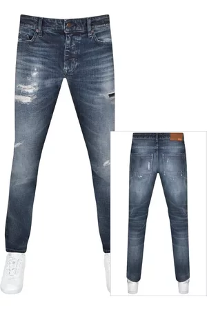 HUGO BOSS Men Slim Jeans - BOSS Delaware Slim Fit Mid Wash Jeans Blue