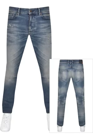 HUGO BOSS Men Slim Jeans - BOSS Delano Slim Tapered Mid Wash Jeans Blue