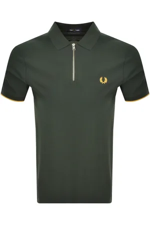 Fred Perry Zip Neck Crepe Polo T Shirt