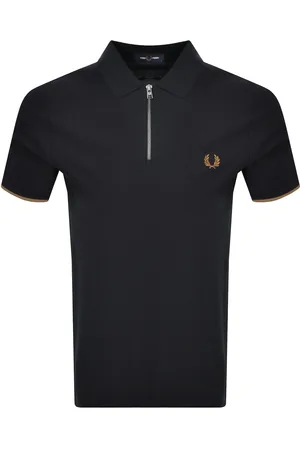 Fred Perry Zip Neck Crepe Polo T Shirt