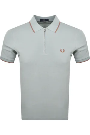 Fred Perry Textured Zip Neck Polo Silver