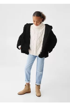 MANGO Shearling-effect hooded coat - 8 - Kids