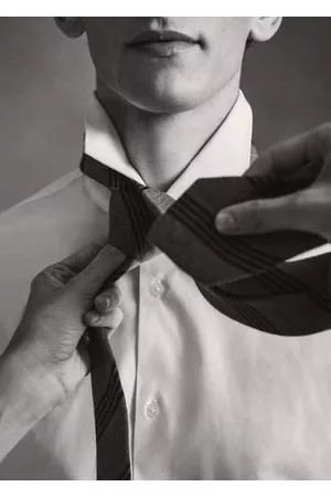 MANGO Men Bow Ties - Striped wool-blend tie - One size - Men