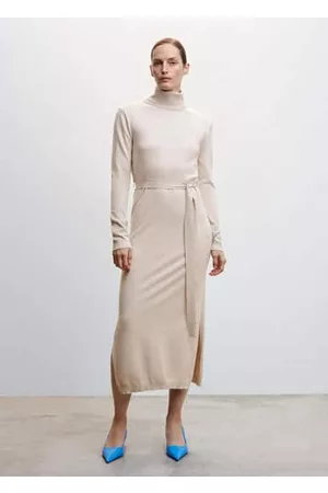 MANGO Knitted turtleneck dress /pastel grey - 0 - Women
