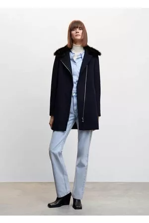 MANGO Detachable fur collar coat - XXS - Women