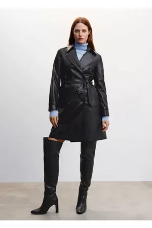 MANGO Women Trench Coats - Classic leather effect trench coat - XS - Women