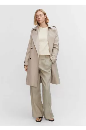 MANGO Cotton classic trench coat /pastel grey - XXS - Women