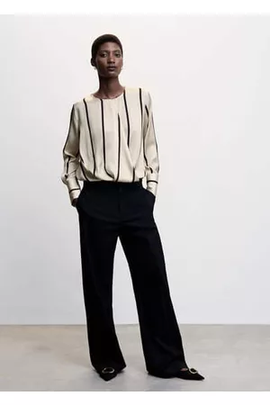 MANGO Striped satin blouse - 0 - Women