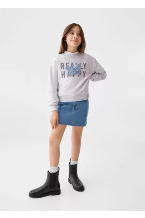 MANGO Girls Sweatshirts - Printed textured sweatshirt - 7-8 years - Kids