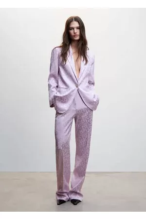MANGO Satin printed blazer /pastel purple - XXS - Women