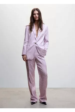 MANGO Women Pants - Satin printed pants /pastel purple - 1 - Women