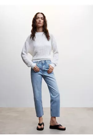MANGO Women Straight Jeans - Straight jeans with frayed hem - 1 - Women