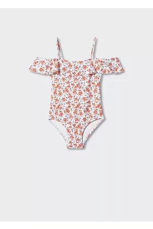 MANGO Girls Swimsuits - Ruffled floral print swimsuit - 5-6 years - Kids