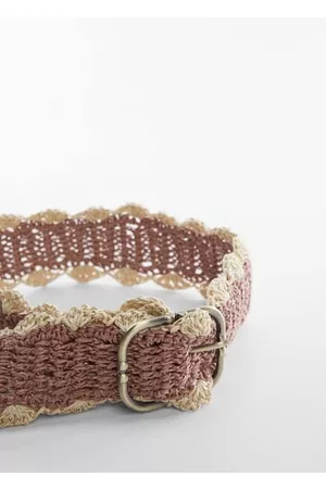 MANGO Contrast raffia belt - M - Women