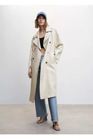MANGO 100% linen trench coat /pastel grey - XXS - Women