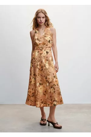MANGO Floral linen-blend dress - 2 - Women