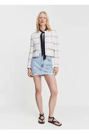 MANGO Denim miniskirt with frayed hem - XL - Women