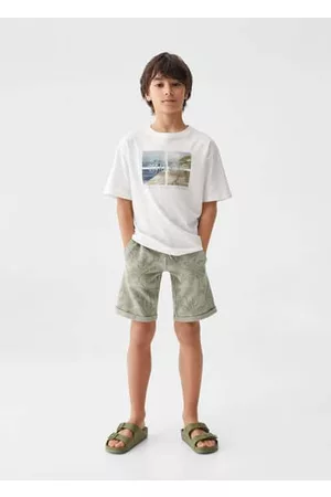 MANGO Boys Short Sleeved T-Shirts - Boats printed cotton T-shirt - 5-6 years - Kids