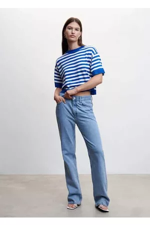MANGO Women Shorts - Striped short-sleeved sweater - XXS - Women