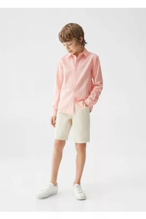 MANGO Striped cotton linen shirt - 5 - Kids