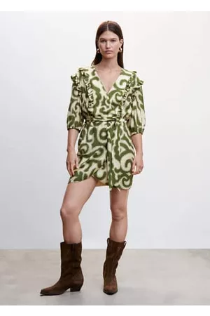 MANGO Women Printed Dresses - Ruffled printed dress - 0 - Women