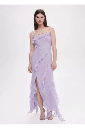 MANGO Women Graduation Dresses - Ruffled detail dress /pastel purple - 2 - Women