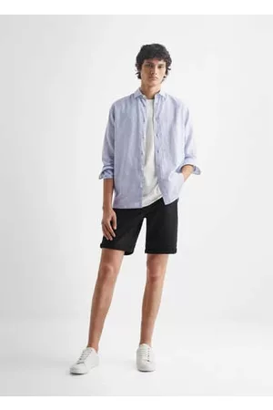 MANGO Boys Shirts - Striped linen-blend shirt - XXS - Teenage boy