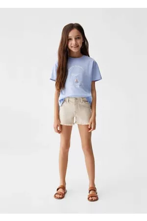 MANGO Girls Short Sleeved T-Shirts - Printed cotton-blend T-shirt - 5-6 years - Kids