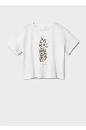 MANGO Girls Short Sleeved T-Shirts - Pineapple printed cotton T-shirt - 9-10 years - Kids