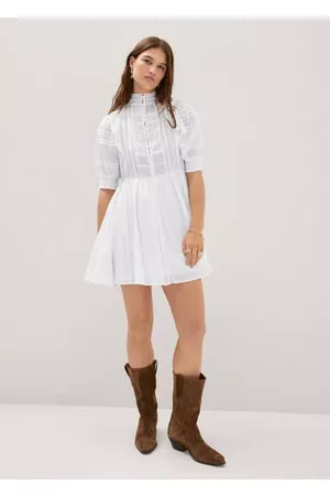 MANGO Women Puff Sleeve Dress - Puff sleeve embroidered dress - 2 - Women