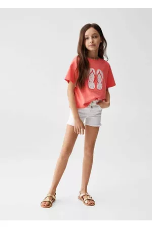 MANGO Girls Short Sleeved T-Shirts - Print drawing t-shirt - 7-8 years - Kids