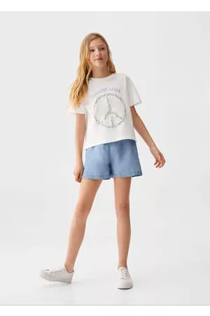 MANGO Girls T-Shirts - Cotton printed T-shirt - 5-6 years - Kids