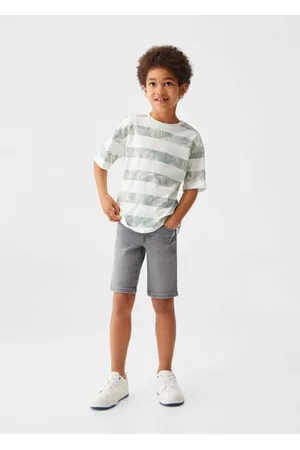 MANGO Boys Short Sleeved T-Shirts - Printed striped T-shirt - 5-6 years - Kids