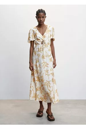 MANGO Women Printed Dresses - Printed cut-out detail dress - 0 - Women